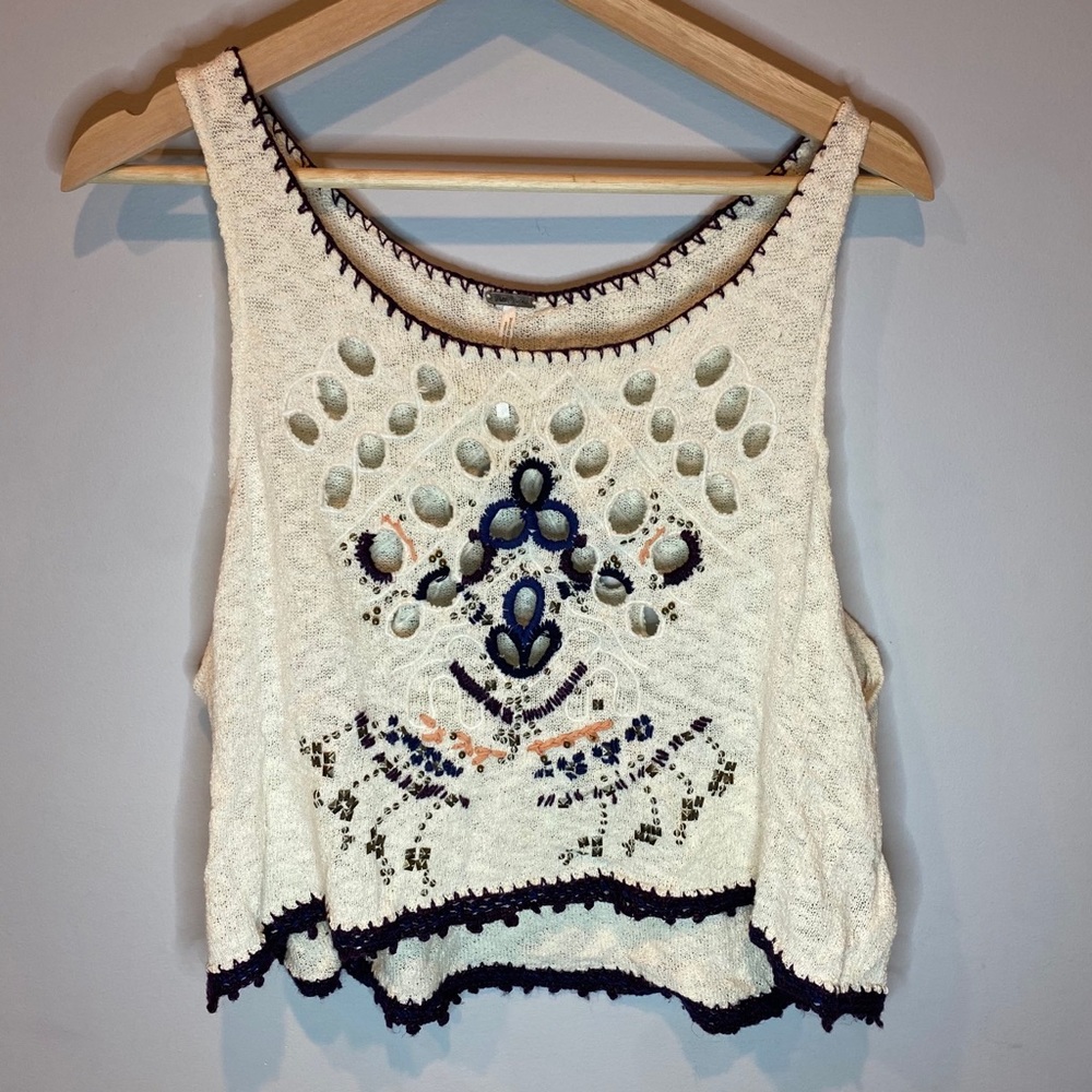 Free People Crochet Embellished Tank